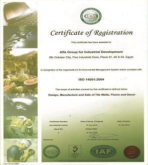 ISO 14001 year (2004) Environmental management certification.