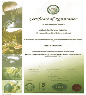 ISO 18001 OHSAS year (2007) Occupational Health and Safety management system certification.