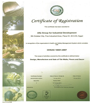 ISO 18001 OHSAS year (2007) Occupational Health and Safety management system certification.